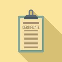 Certificate clipboard icon, flat style vector