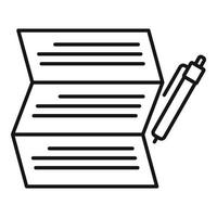 Syllabus write paper icon, outline style vector