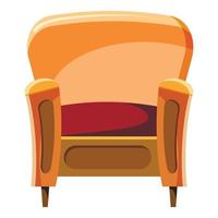 Chair with wood trim icon, cartoon style vector