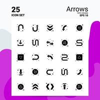 Conjunto de iconos de 25 flechas 100 archivos editables eps 10 ideas de concepto de logotipo de empresa diseño de icono de glifo sólido vector