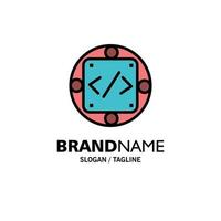 Code Custom Implementation Management Product Business Logo Template Flat Color vector