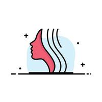 Female Women Girl Face  Business Flat Line Filled Icon Vector Banner Template