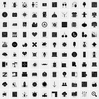 Set of 100 Business Solid Glyph icons vector