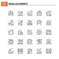 25 Road Accidents icon set vector background