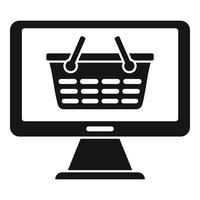 Online shop basket icon, simple style vector