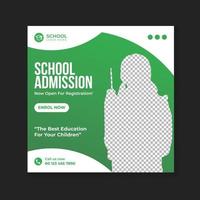 School admission social media banner or Back to school social media post template vector