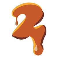 Number 2 from caramel icon vector