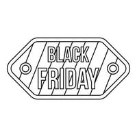 Black Friday sale tag icon, outline style vector