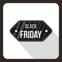 icono de etiqueta de venta de viernes negro, estilo plano vector