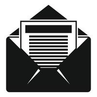 icono de correo electrónico de documento, estilo simple vector