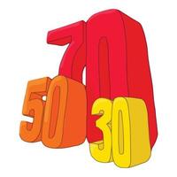 Fifty seventy and thirty discounts icon vector