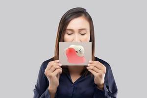 illustration of gum disease on the brown paper photo