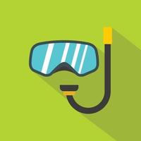 Goggles and tube for diving icon, flat style vector