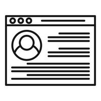 Personal information web page icon, outline style vector