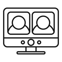Communication video call icon, outline style vector