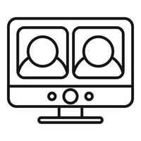 icono de videollamada de comunicación, estilo de esquema vector