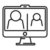 Family online meeting icon, outline style vector