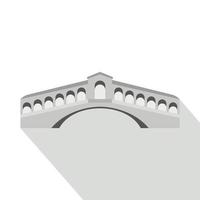 Rialto Bridge, Venice icon, flat style vector