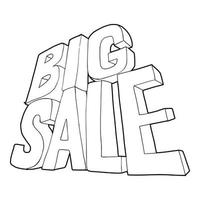 Big sale lettering icon, outline style vector