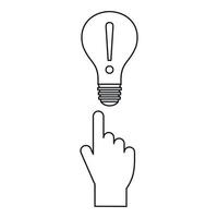 A finger pointer and light bulb icon icon vector