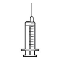 Syringe with needle icon, outline style vector