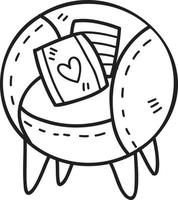 Hand Drawn Armchair and heart pillow illustration vector