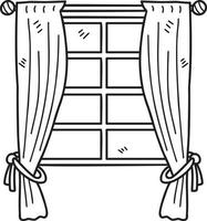 ventana dibujada a mano con ilustración de cortinas vector