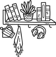 Hand Drawn Hanging shelf with books illustration vector