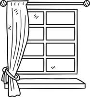 Hand Drawn window with curtains illustration vector