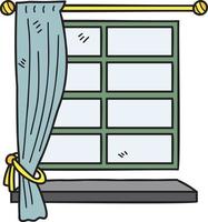 Hand Drawn window with curtains illustration vector