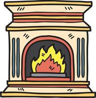 Hand Drawn vintage style fireplace illustration vector