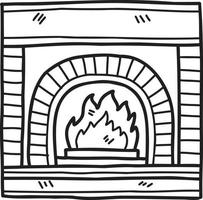 Hand Drawn minimalist fireplace illustration vector