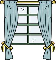 Hand Drawn window with curtains illustration vector