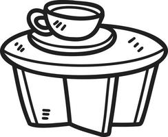 ilustración de mesas auxiliares y tazas de café dibujadas a mano vector