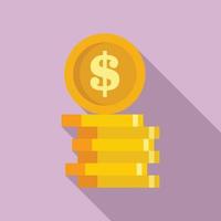 Compensation coin stack icon, flat style vector