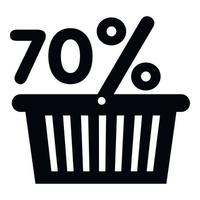 Basket seventy percent discount icon, simple style vector