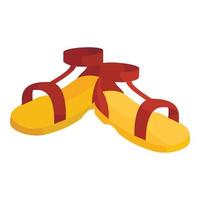 Pair of brown sandals icon, cartoon style vector