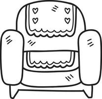 sillones y mantas dibujados a mano con ilustración de estampados de corazón vector