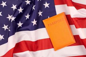 Passport on National United States of America flag photo