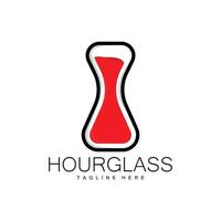 Hourglass Logo, Clock Time Design, Glass And Sand Style, Product Brand Illustration And Template vector