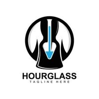 Hourglass Logo, Clock Time Design, Glass And Sand Style, Product Brand Illustration And Template vector