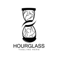 Hourglass Logo, Clock Time Design, Glass And Sand Style, Product Brand Illustration And Template vector