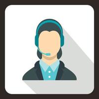 Call center operator icon, flat style. vector