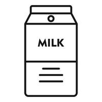 icono de paquete de leche, estilo de esquema vector