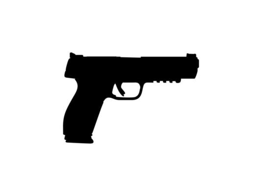 Silhouette of Pistol Gun for Logo, Pictogram, Art Illustration, Website or Graphic Design Element. Vector Illustration