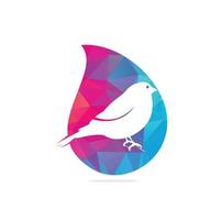 Bullfinch drop shape concept logo design. Abstract concept bird. vector