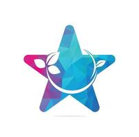 Green Leaf Star Logo design. Eco Natural Organic Logotype concept icon. vector