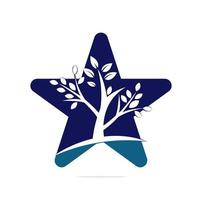 diseño del logotipo del árbol de estrellas. concepto de árbol único. vector