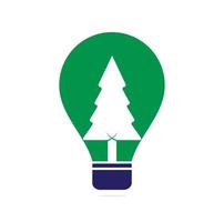 Pine tree and bulb logo design. Pine tree and bulb Logo design inspiration. vector