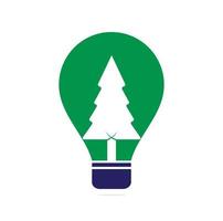 Pine tree and bulb logo design. Pine tree and bulb Logo design inspiration. vector